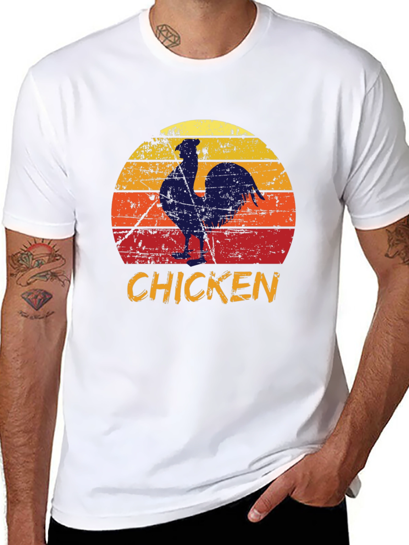 Retro Chicken Graphic Tee - Farm Animal T-Shirt
