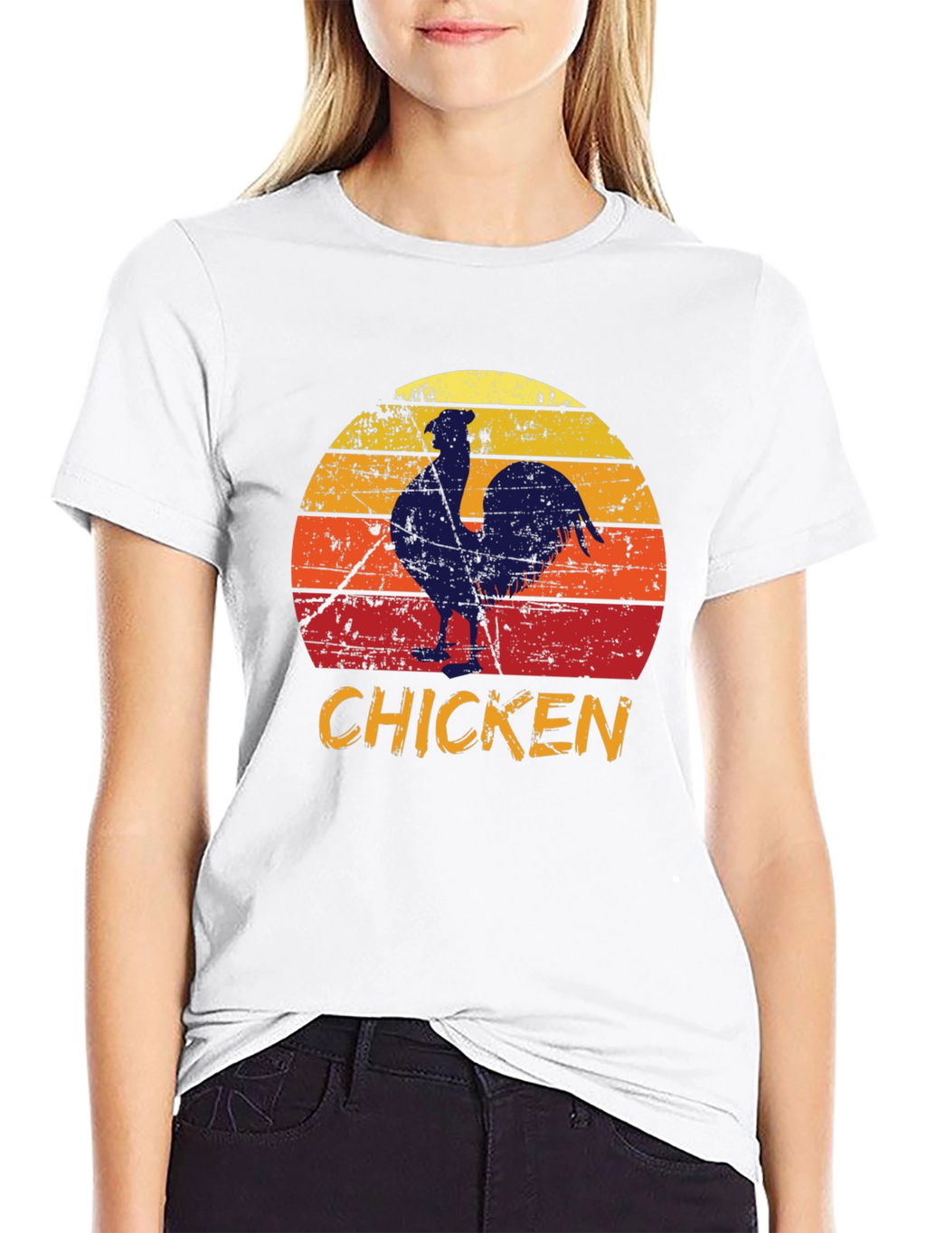 Retro Chicken Graphic Tee - Farm Animal T-Shirt