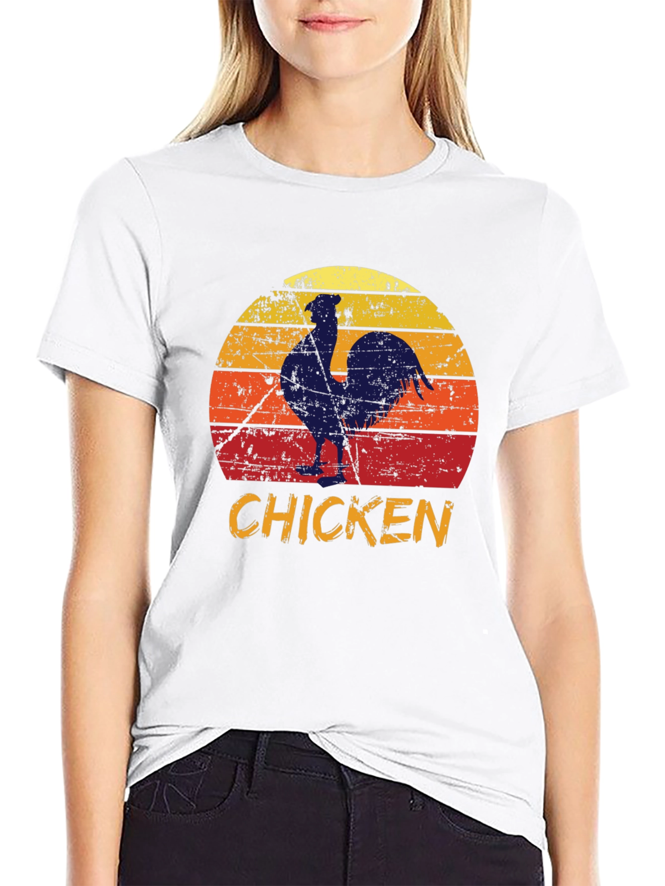 Retro Chicken Graphic Tee - Farm Animal T-Shirt