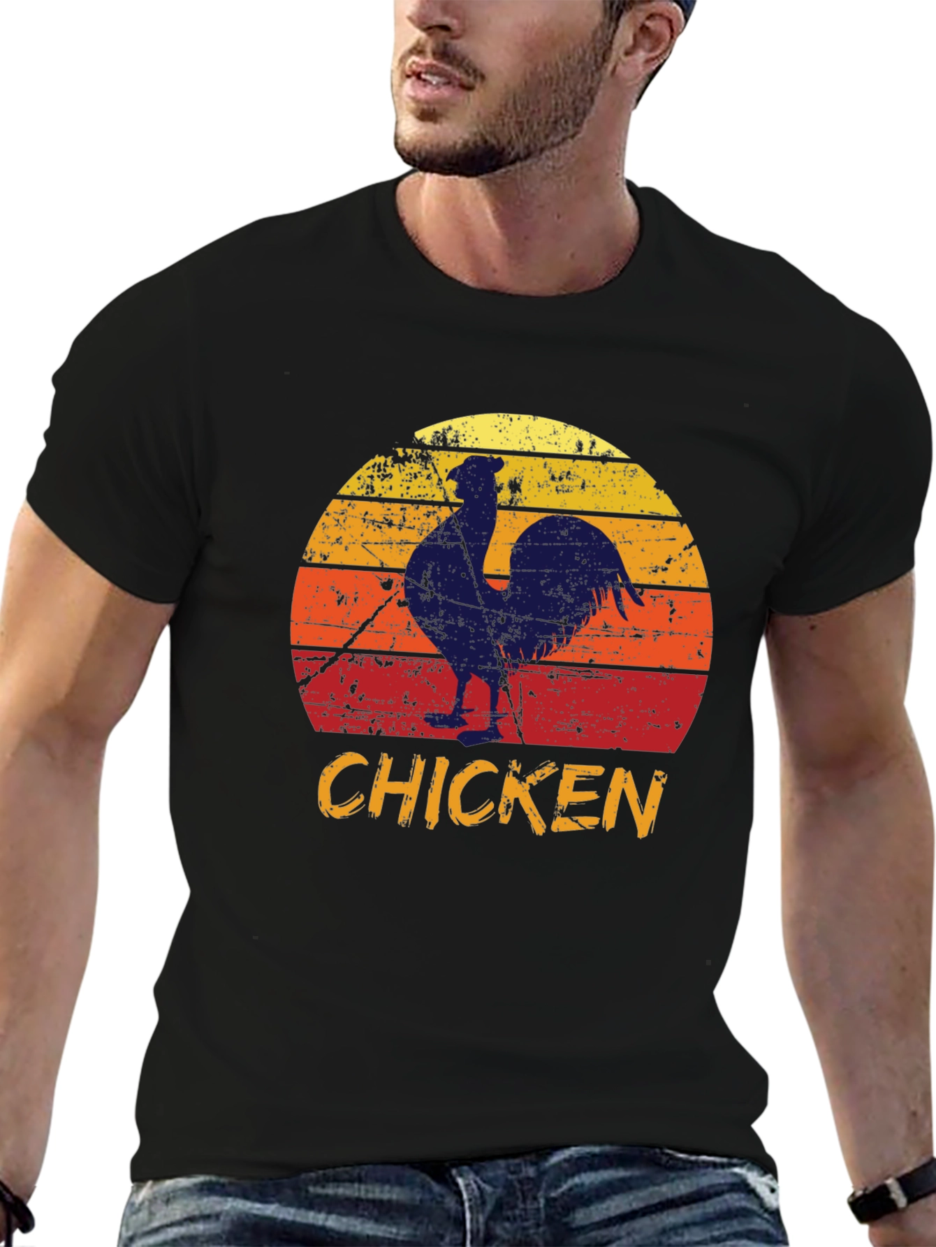 Retro Chicken Graphic Tee - Farm Animal T-Shirt