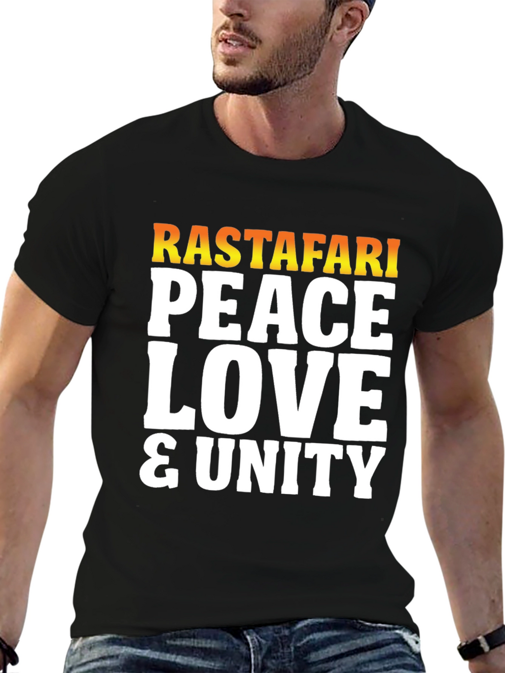 Rastafari Peace Love Unity Graphic T-Shirt