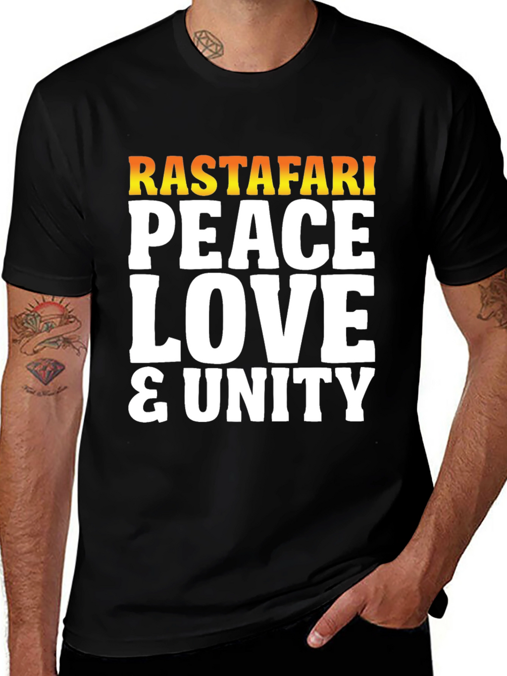 Rastafari Peace Love Unity Graphic T-Shirt