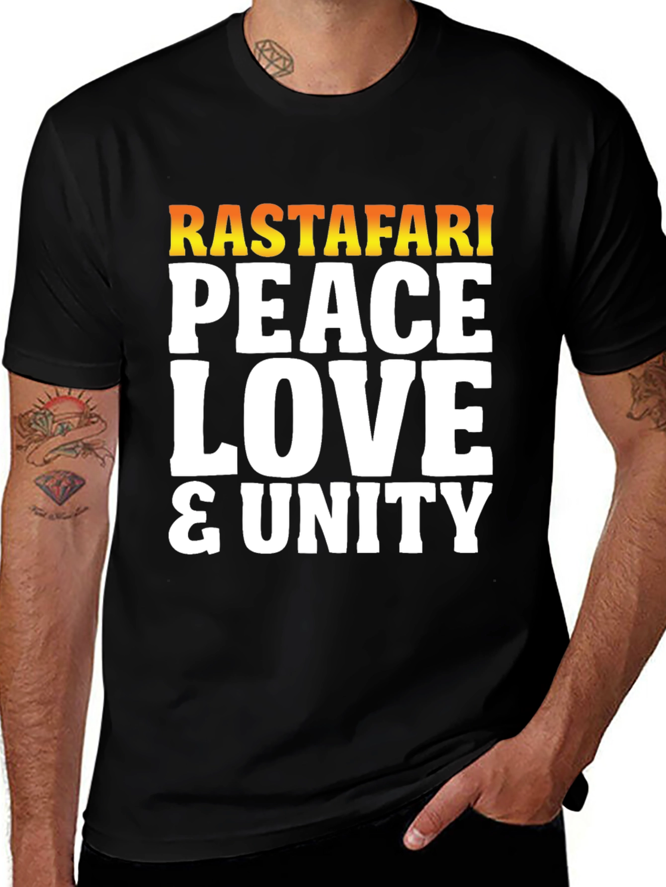 Rastafari Peace Love Unity Graphic T-Shirt