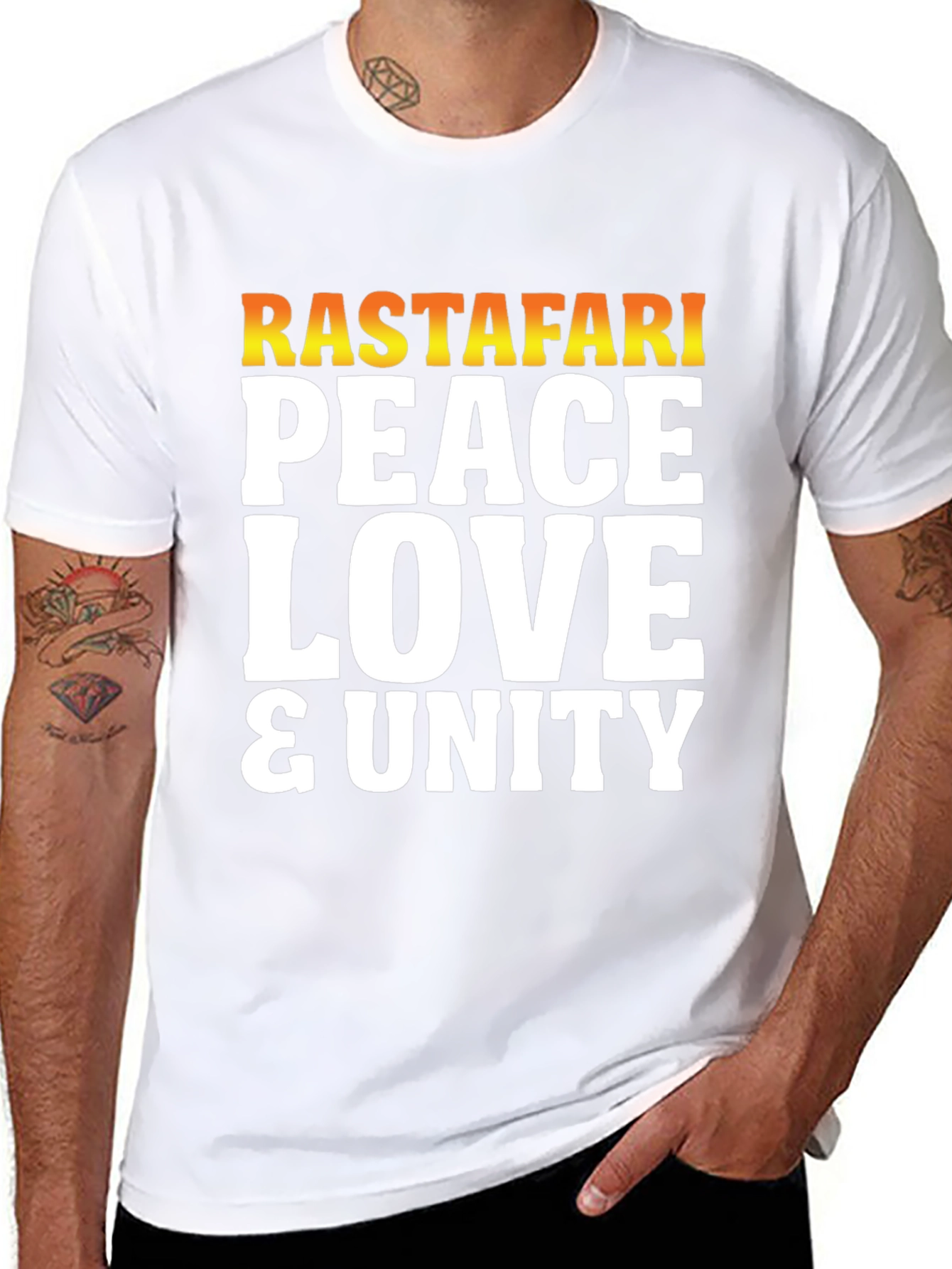Rastafari Peace Love Unity Graphic T-Shirt