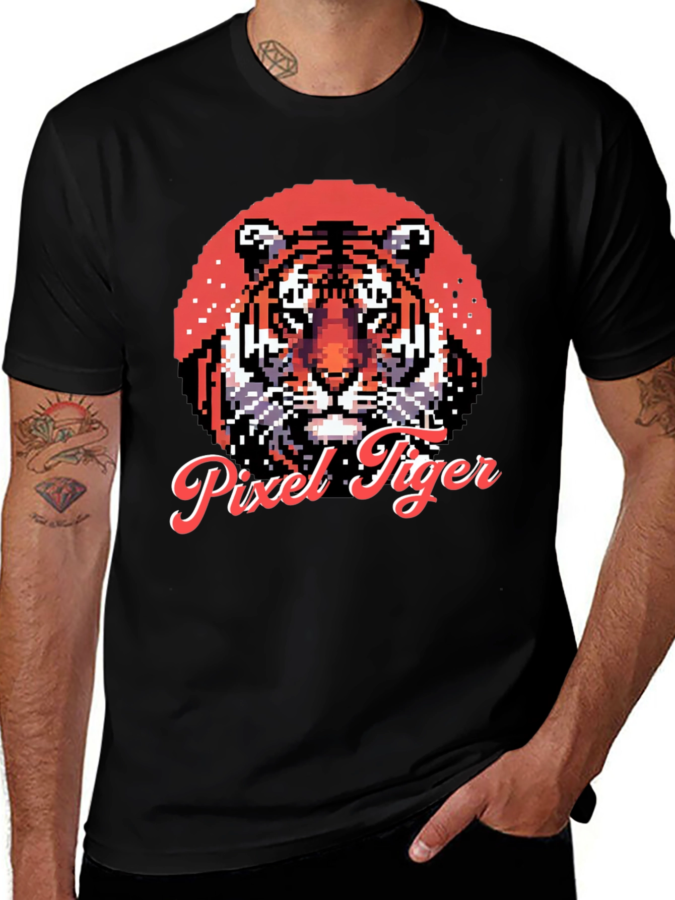 Pixel Tiger Graphic Tee - Cool Retro Style