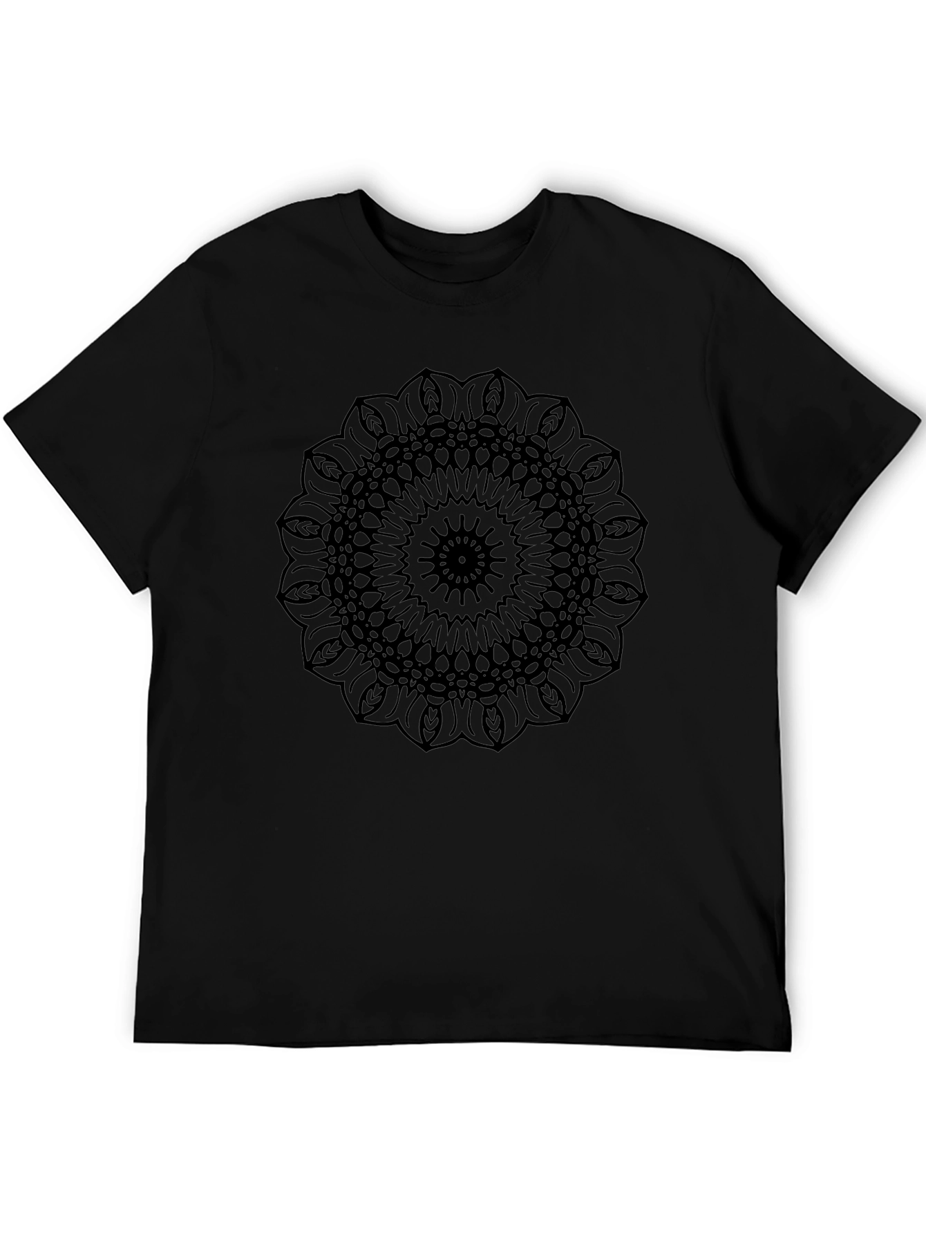 Abstract Mandala Graphic Black T-Shirt