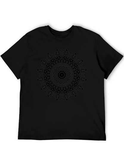 Abstract Mandala Graphic Black T-Shirt