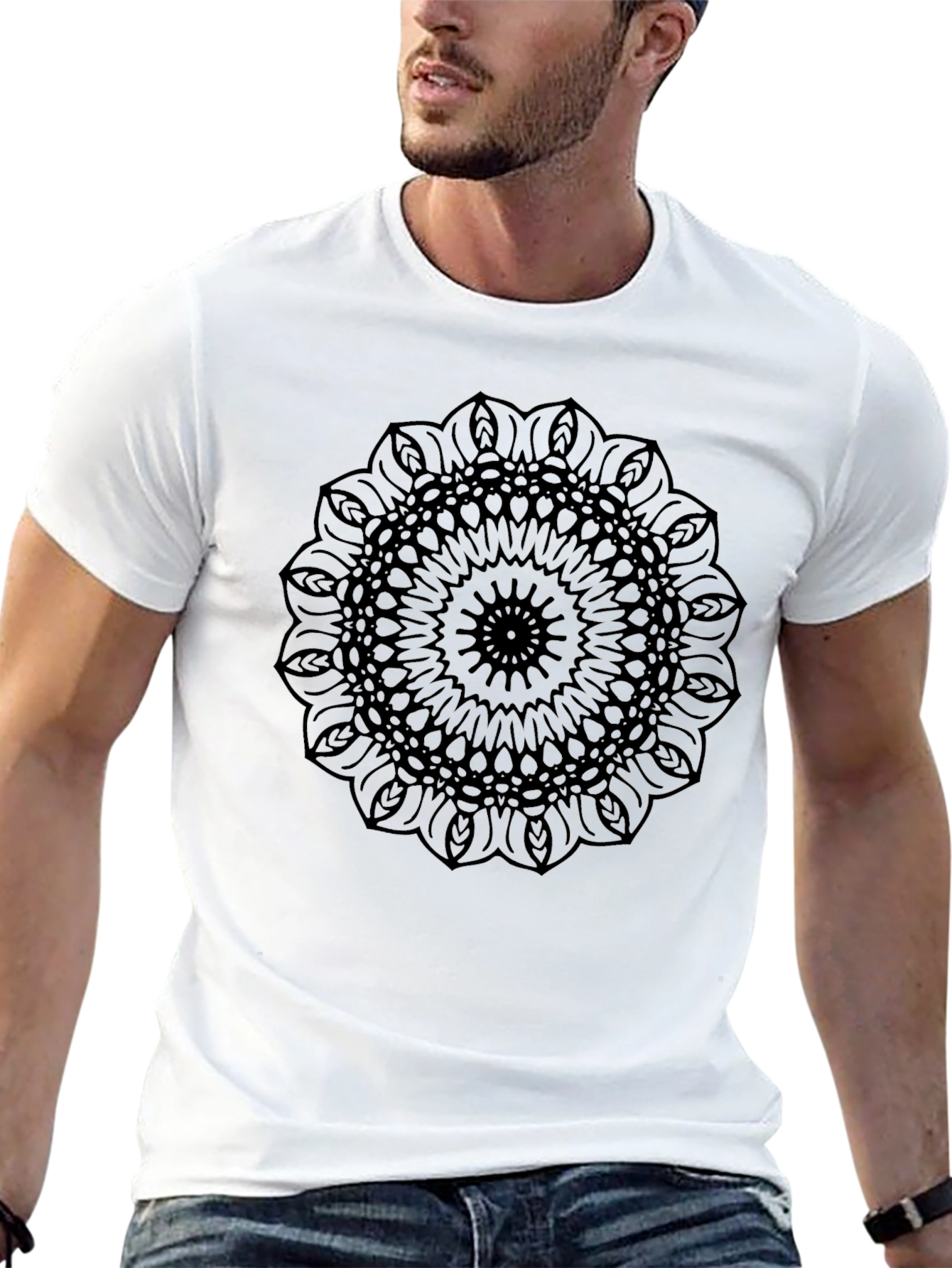 Abstract Mandala Graphic Black T-Shirt