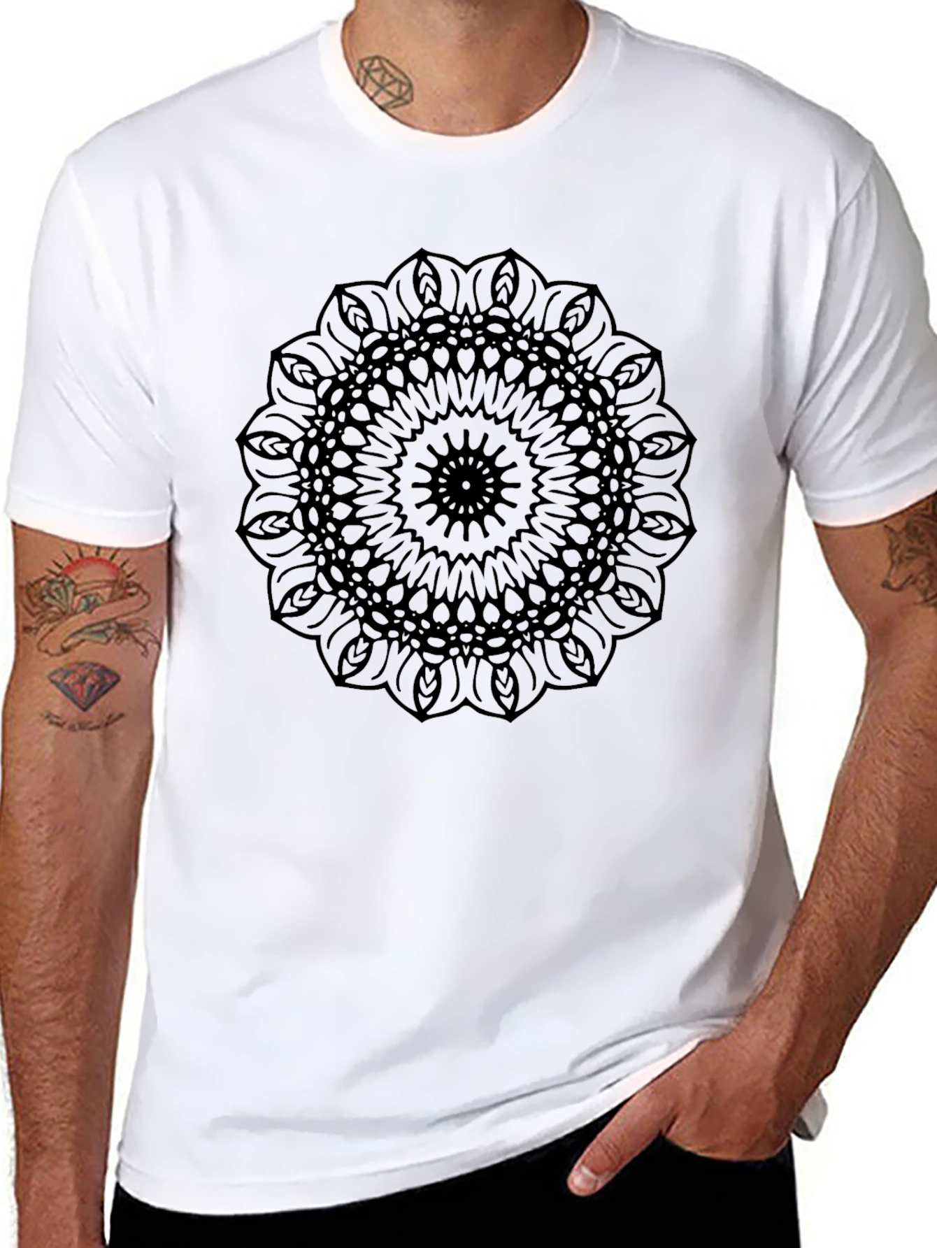 Abstract Mandala Graphic Black T-Shirt