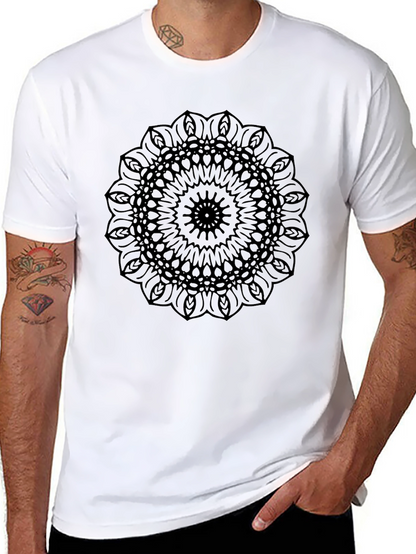 Abstract Mandala Graphic Black T-Shirt