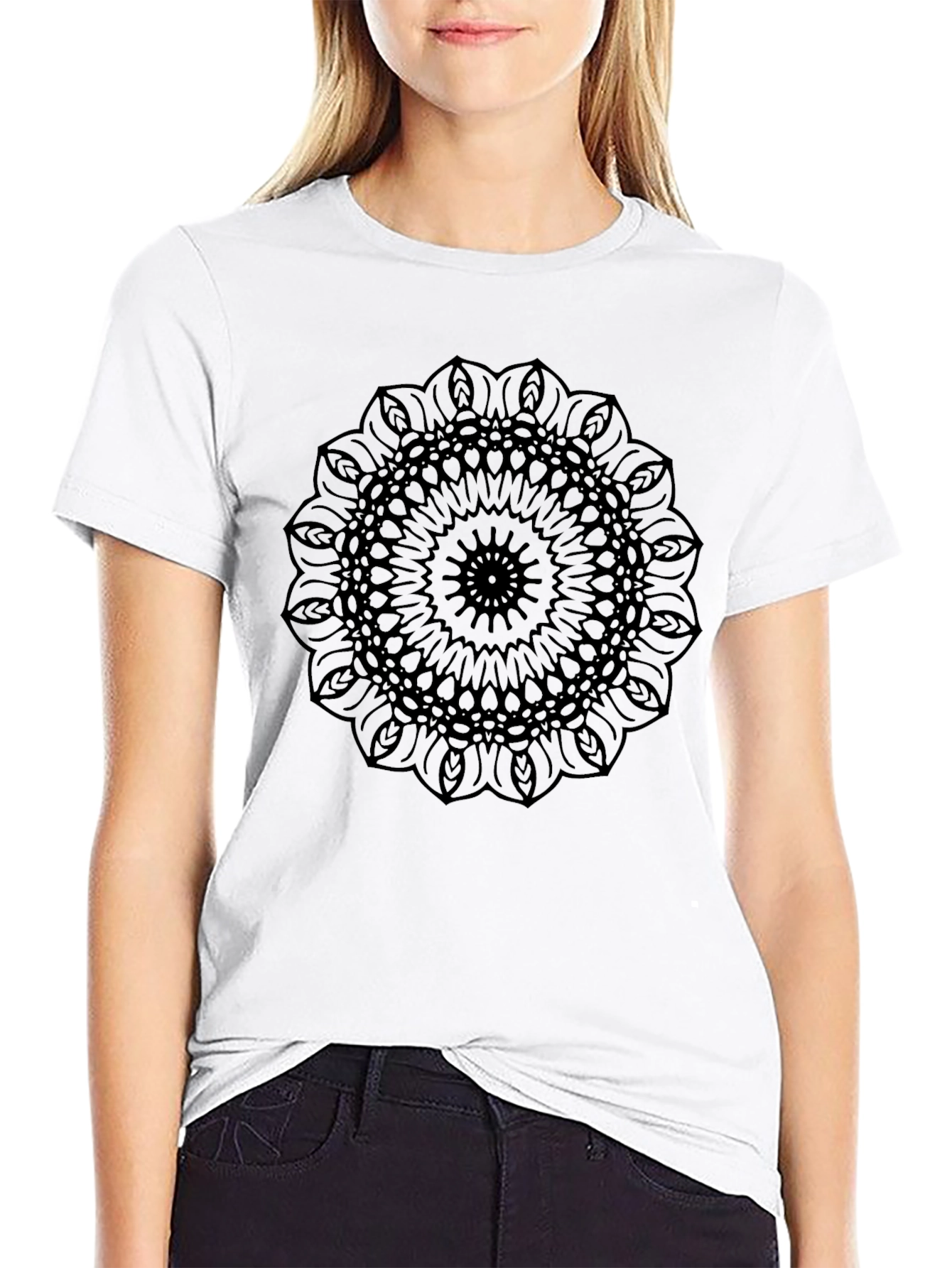 Abstract Mandala Graphic Black T-Shirt