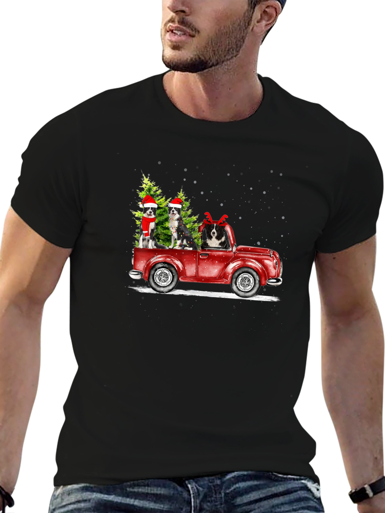Festive Dog Truck Graphic Tee