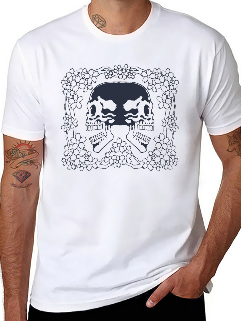 Skull & Floral Graphic Tee - Dark Aesthetic
