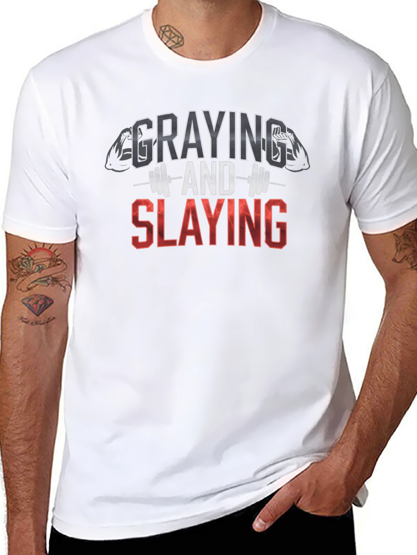 Graying and Slaying Fitness T-Shirt