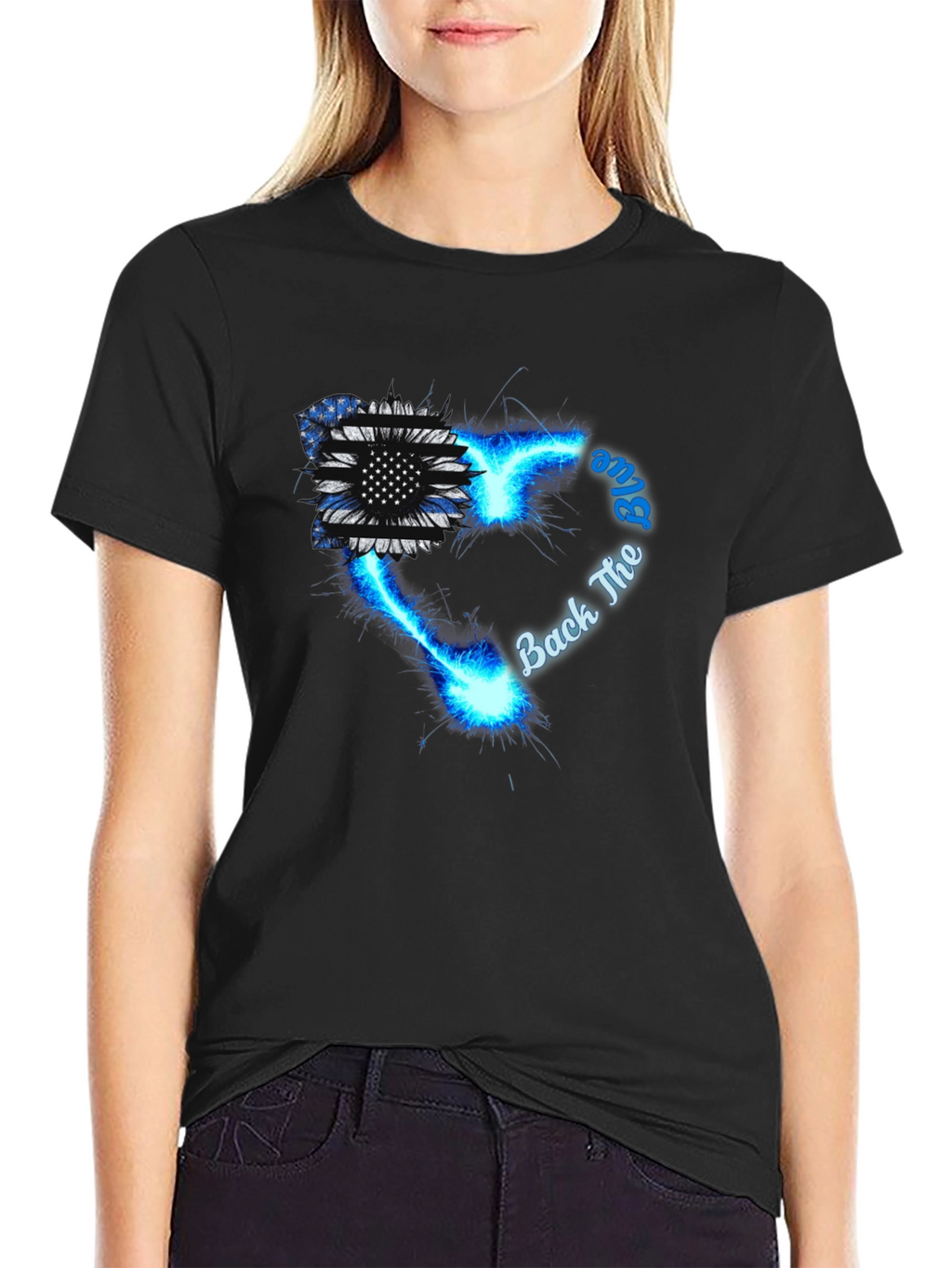 Back The Blue Sunflower Graphic Tee