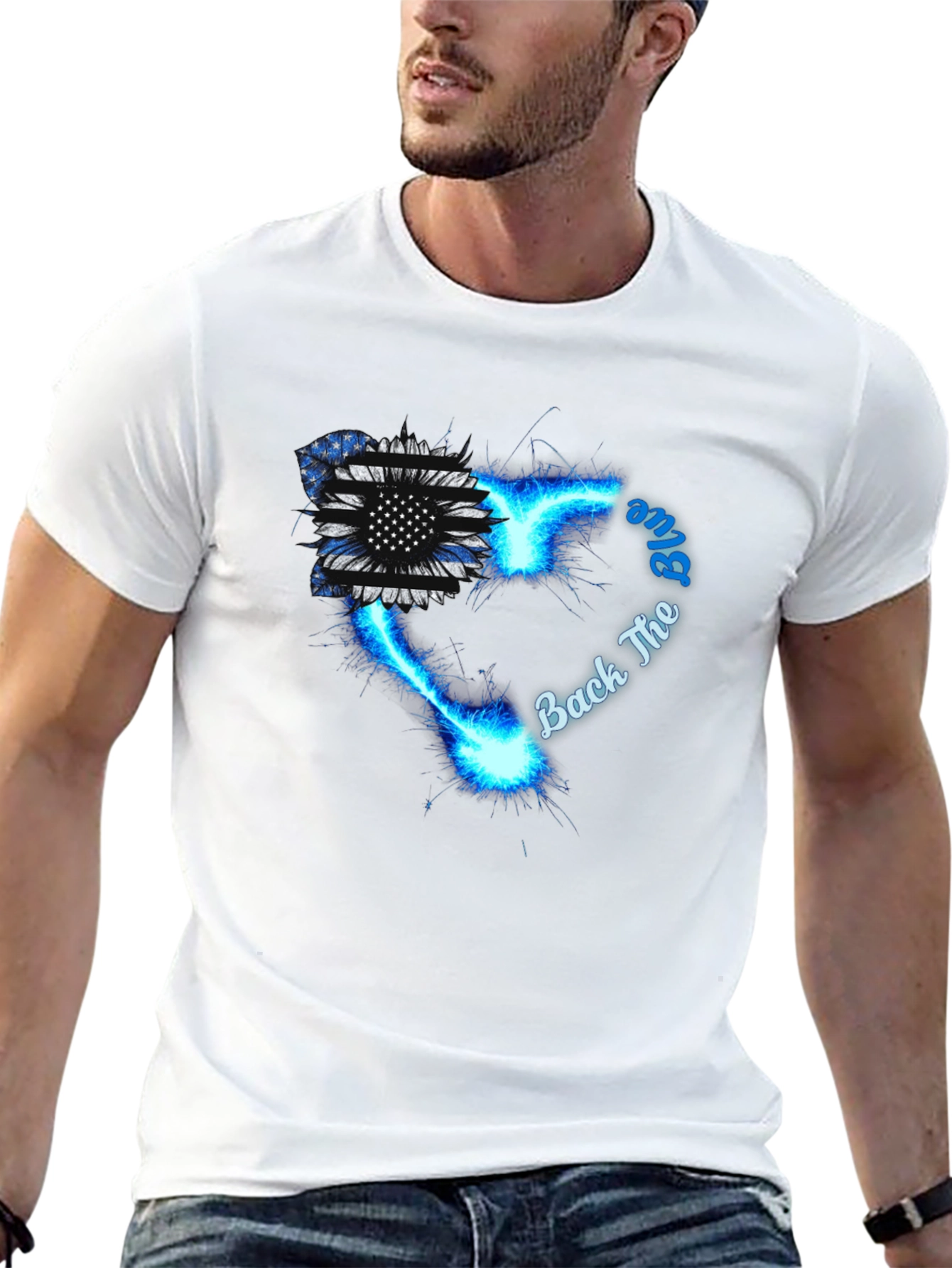 Back The Blue Sunflower Graphic Tee