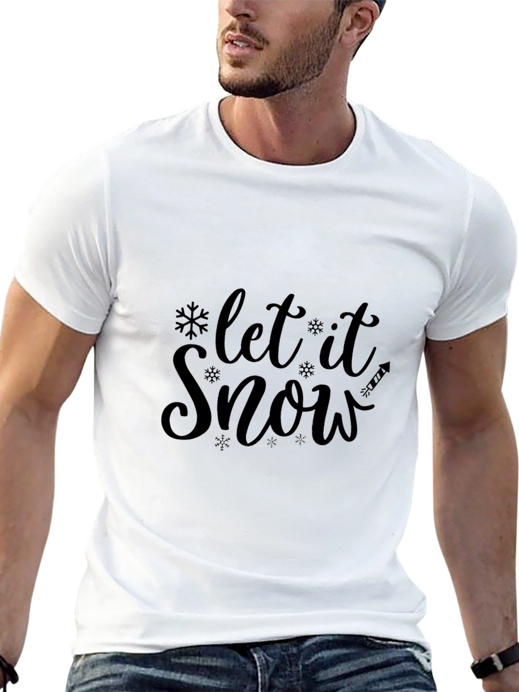 Let It Snow Graphic Print Crew Neck Tee