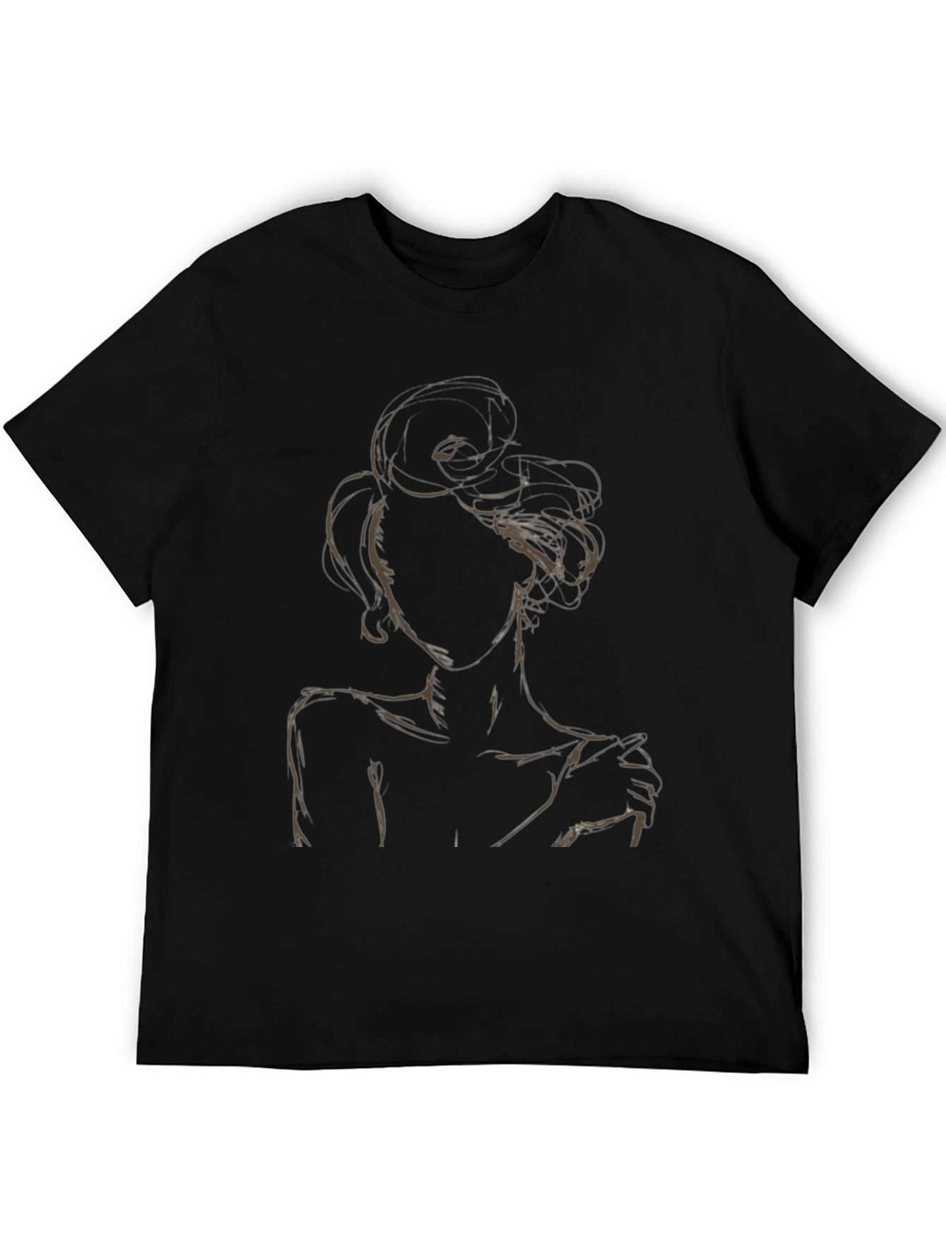 Abstract Woman Graphic Tee - Stylish Black T-Shirt