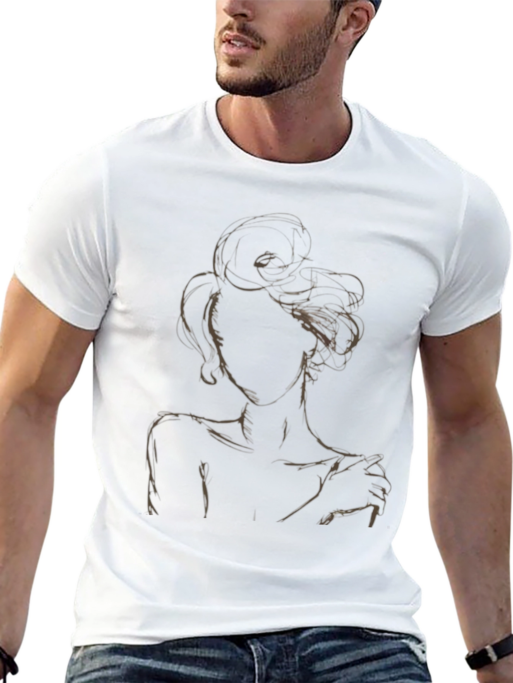 Abstract Woman Graphic Tee - Stylish Black T-Shirt