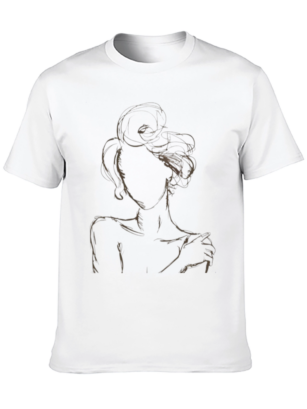 Abstract Woman Graphic Tee - Stylish Black T-Shirt