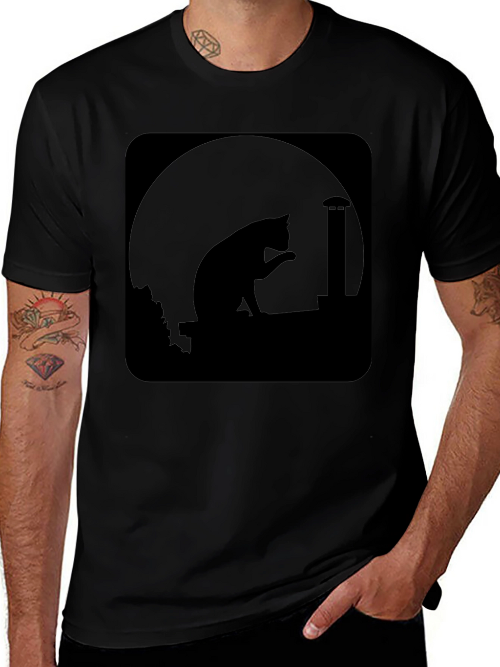 Midnight Cat Silhouette T-Shirt
