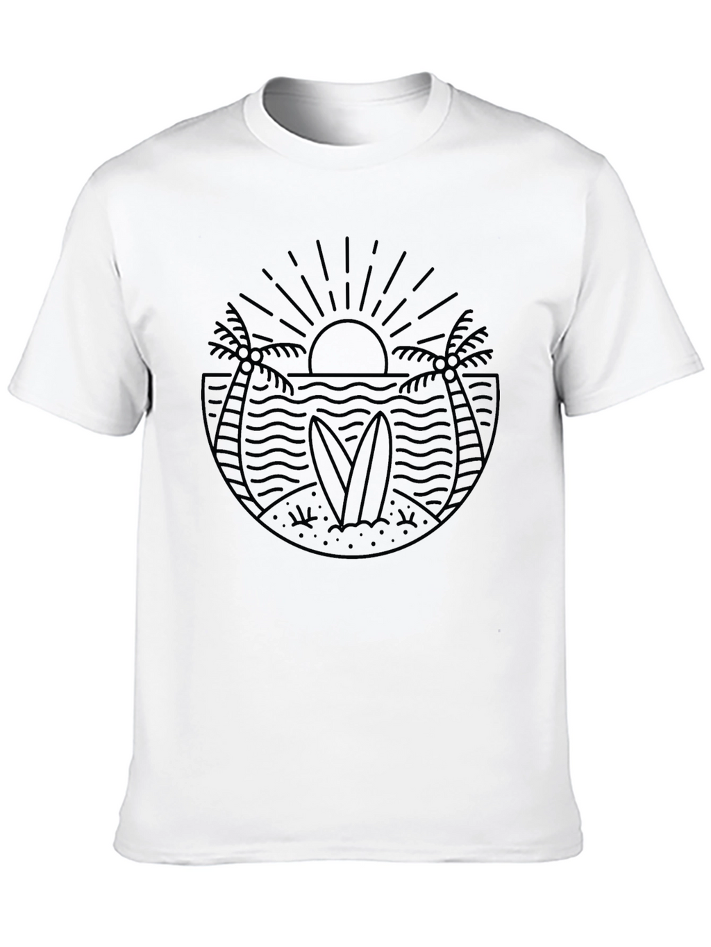 Mens Black Graphic Tee - Beach Surf Design