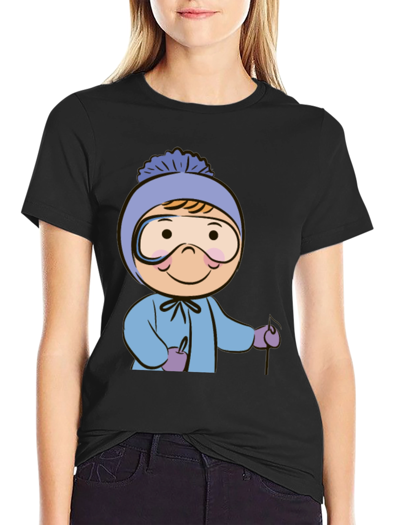 Ski Kid T-Shirt: Fun Winter Cartoon Apparel