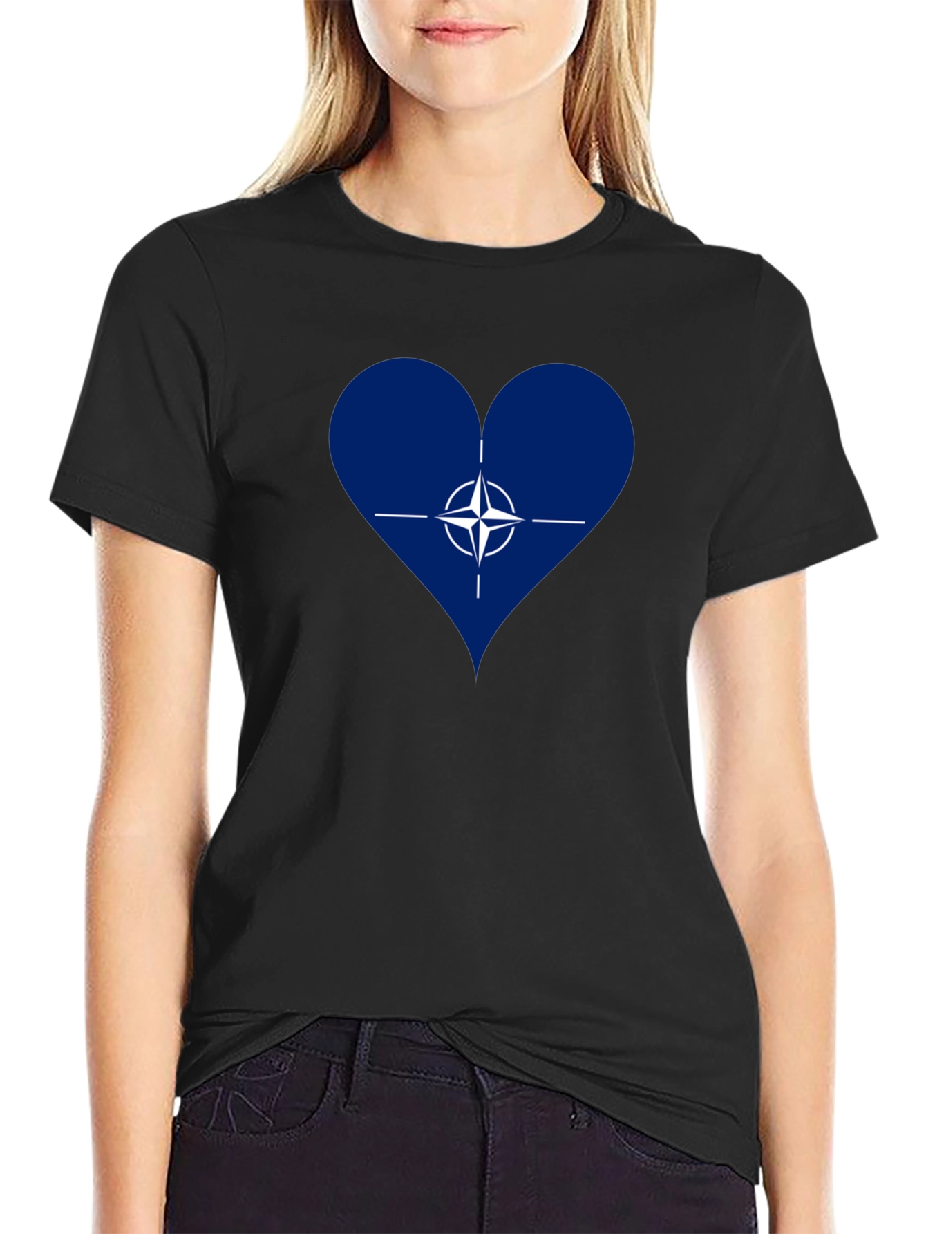 NATO Heart Graphic T-Shirt - Black Casual Wear