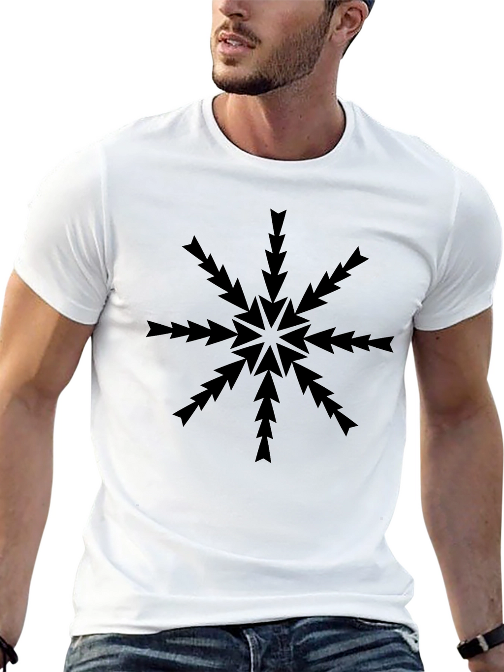 Arrow Snowflake Graphic Tee - Black Cotton