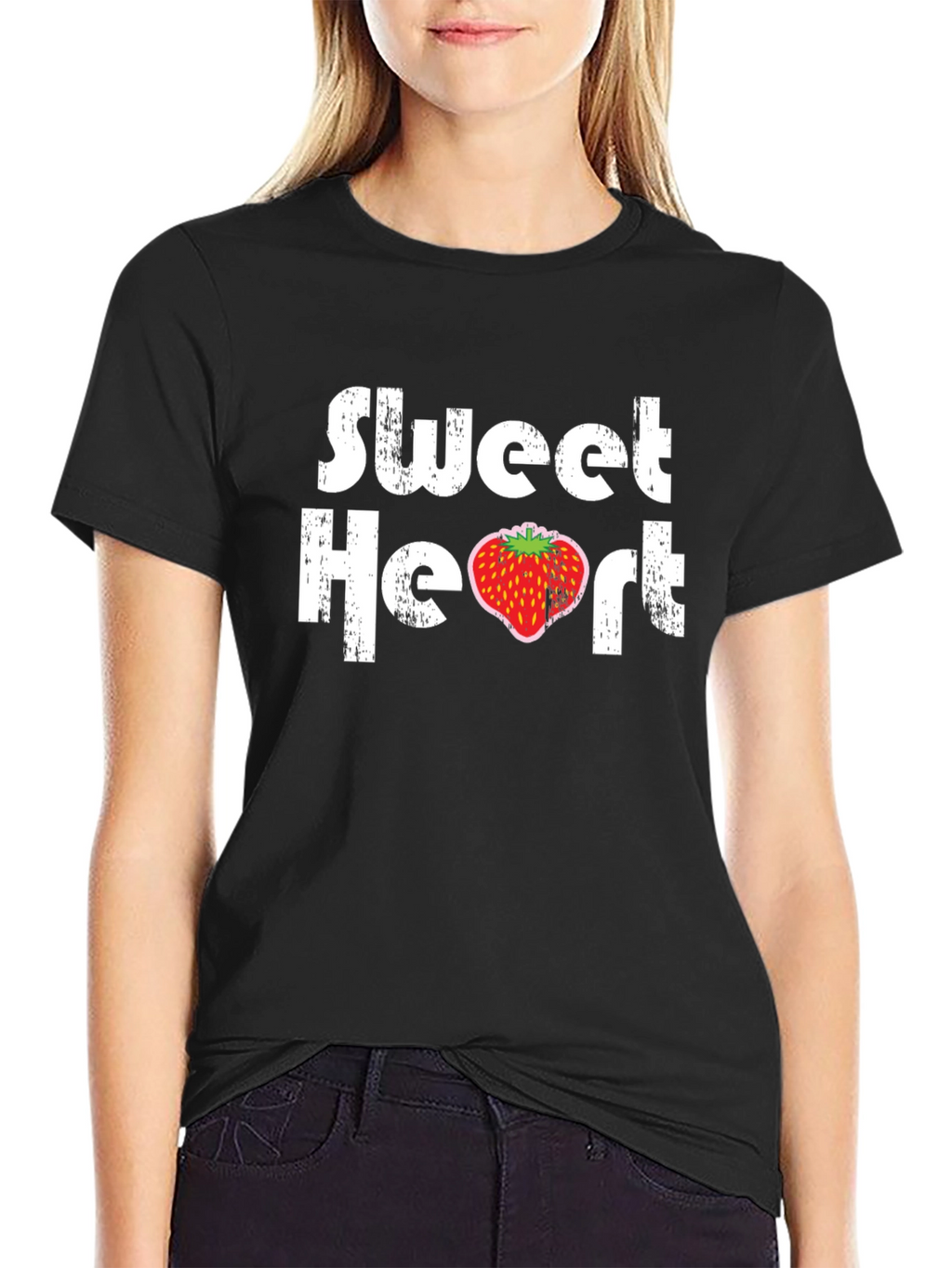 Sweetheart Strawberry Graphic Black T-Shirt