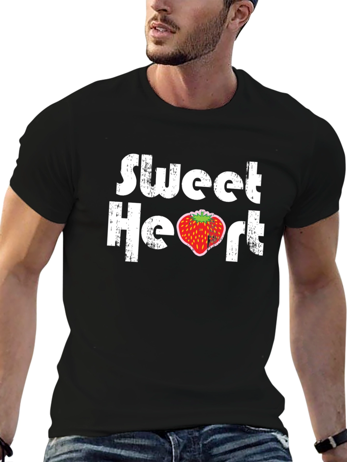 Sweetheart Strawberry Graphic Black T-Shirt