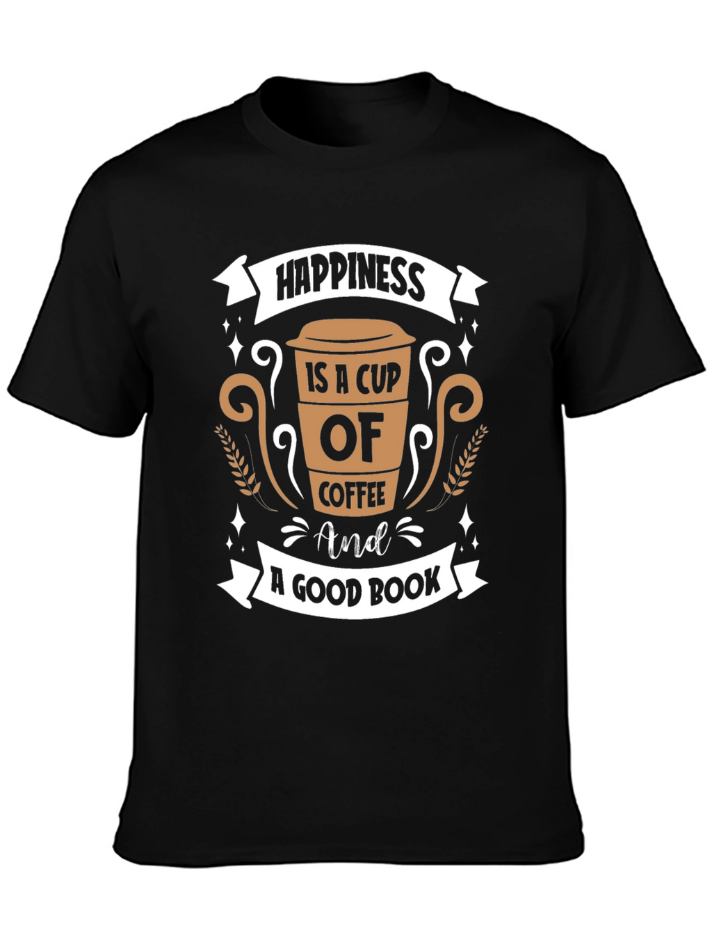 Coffee and Book Lovers T-Shirt - Happiness Design