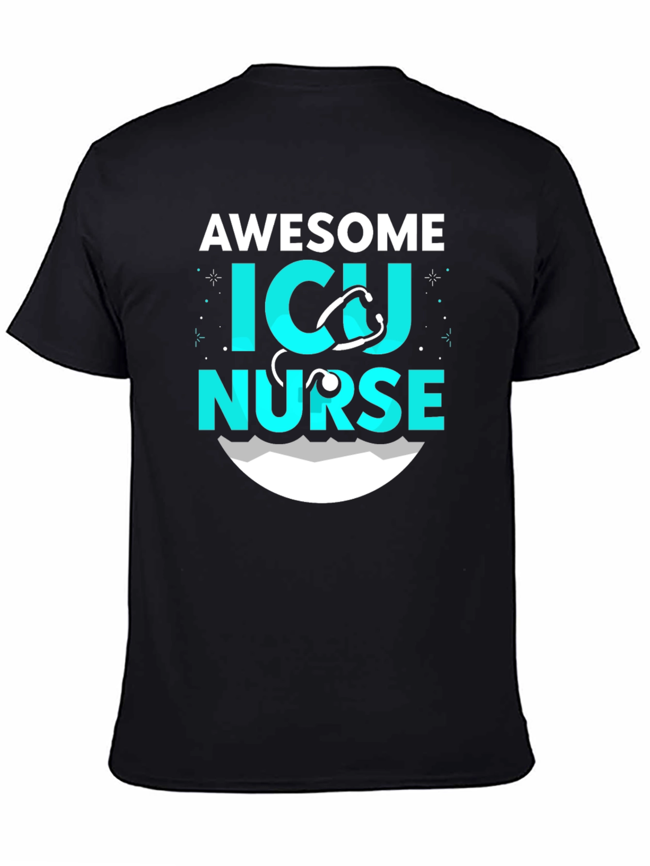 Awesome ICU Nurse Graphic T-Shirt - Black