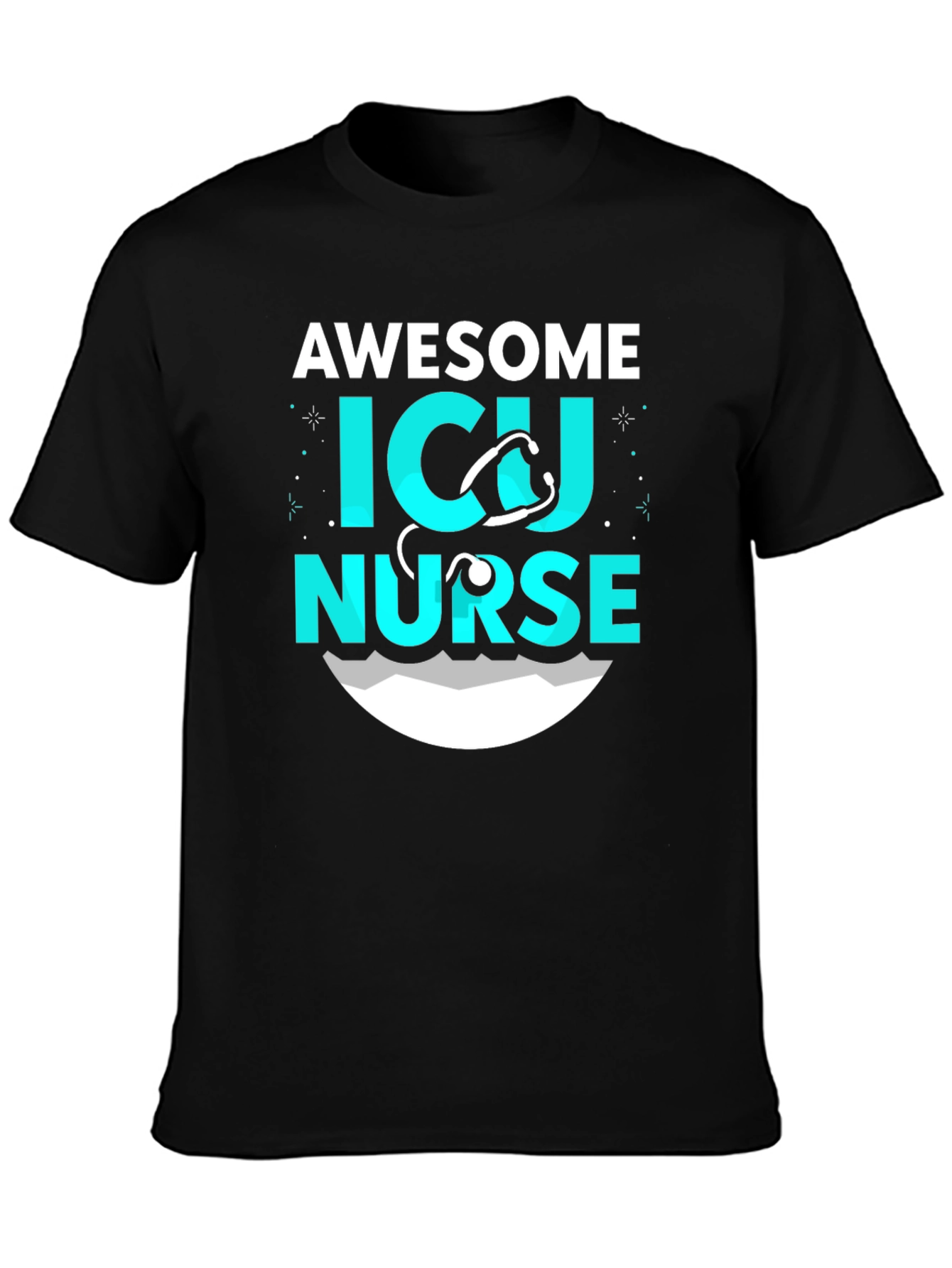 Awesome ICU Nurse Graphic T-Shirt - Black