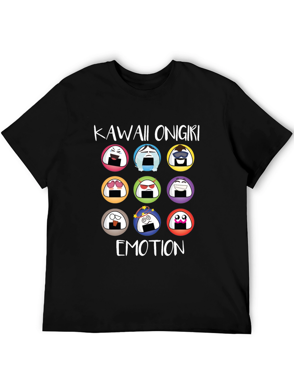 Kawaii Onigiri Emotion T-Shirt - Rice Ball Graphic Tee