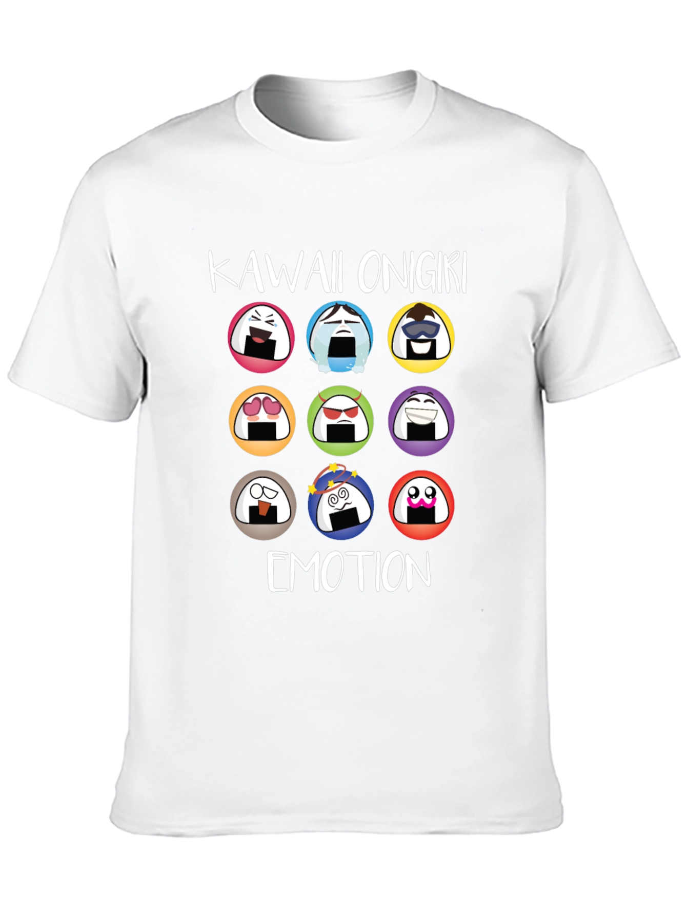 Kawaii Onigiri Emotion T-Shirt - Rice Ball Graphic Tee