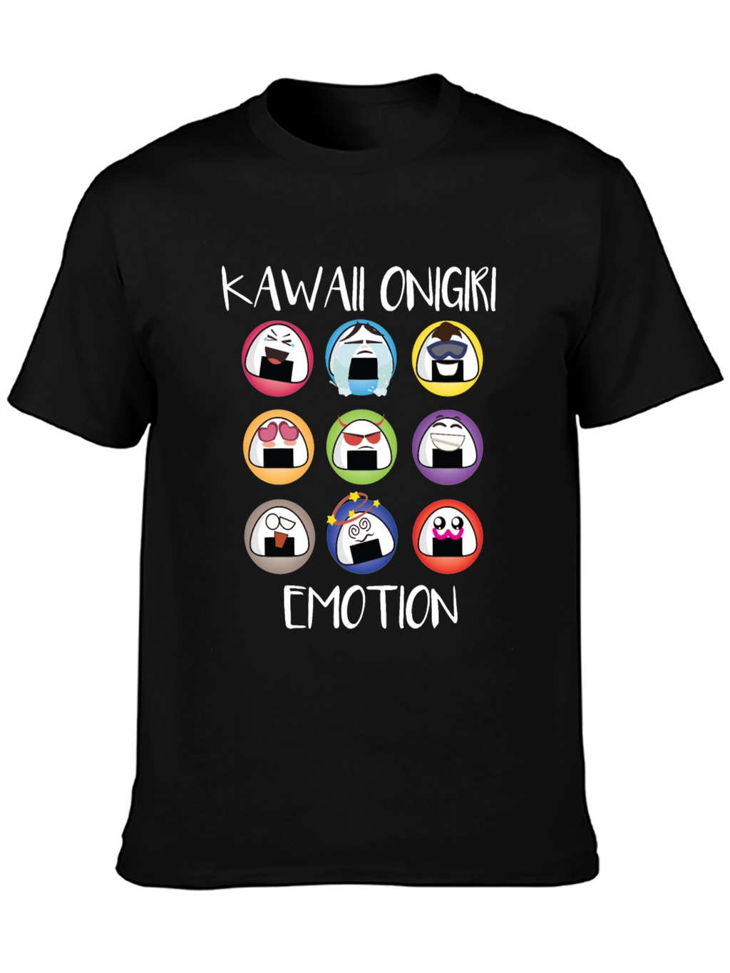 Kawaii Onigiri Emotion T-Shirt - Rice Ball Graphic Tee