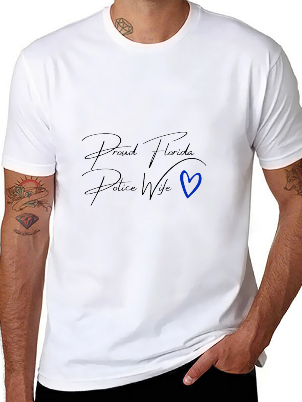 Proud Florida Police Wife Black T-Shirt