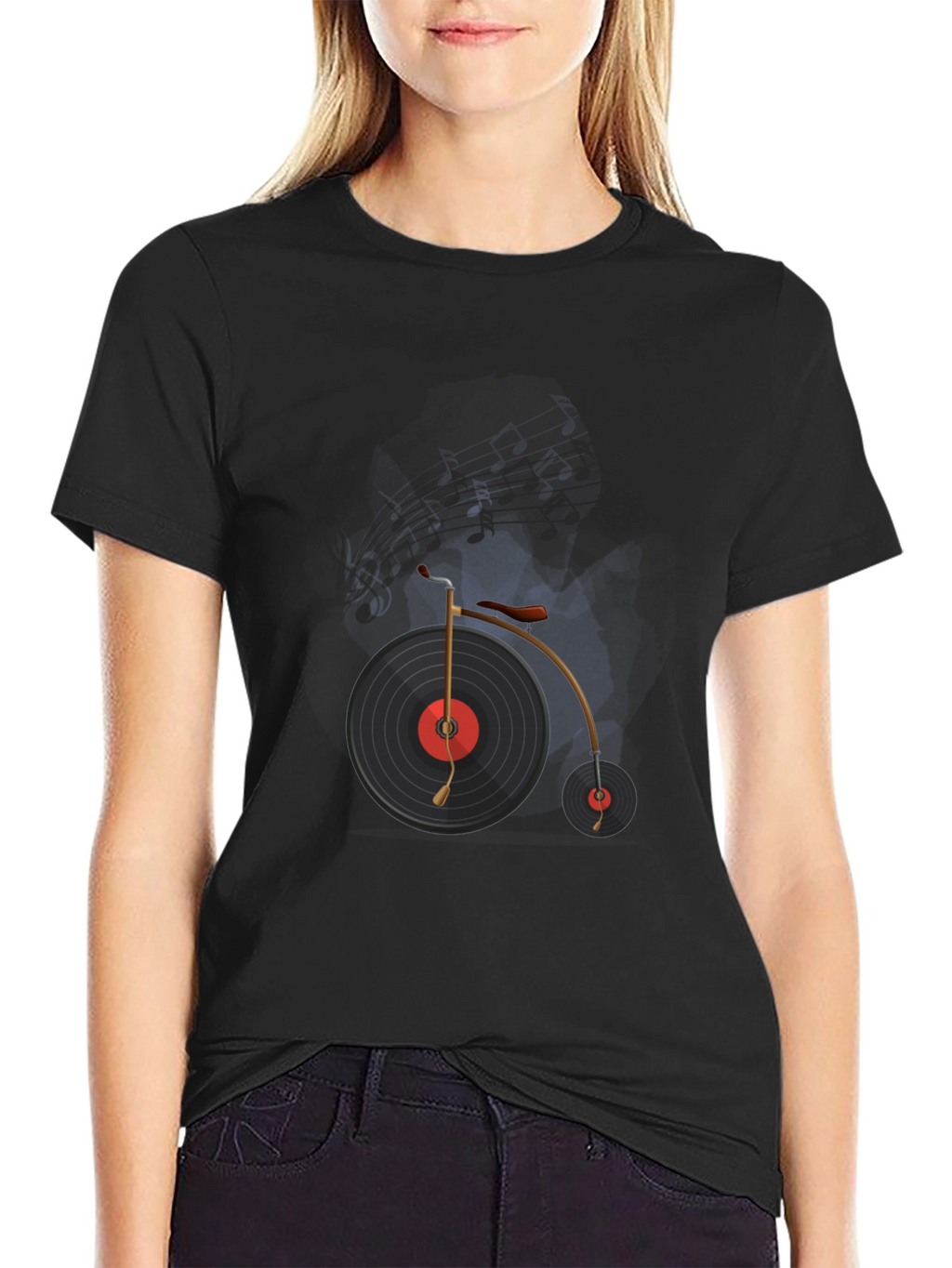 Vinyl Record Bicycle Graphic T-Shirt