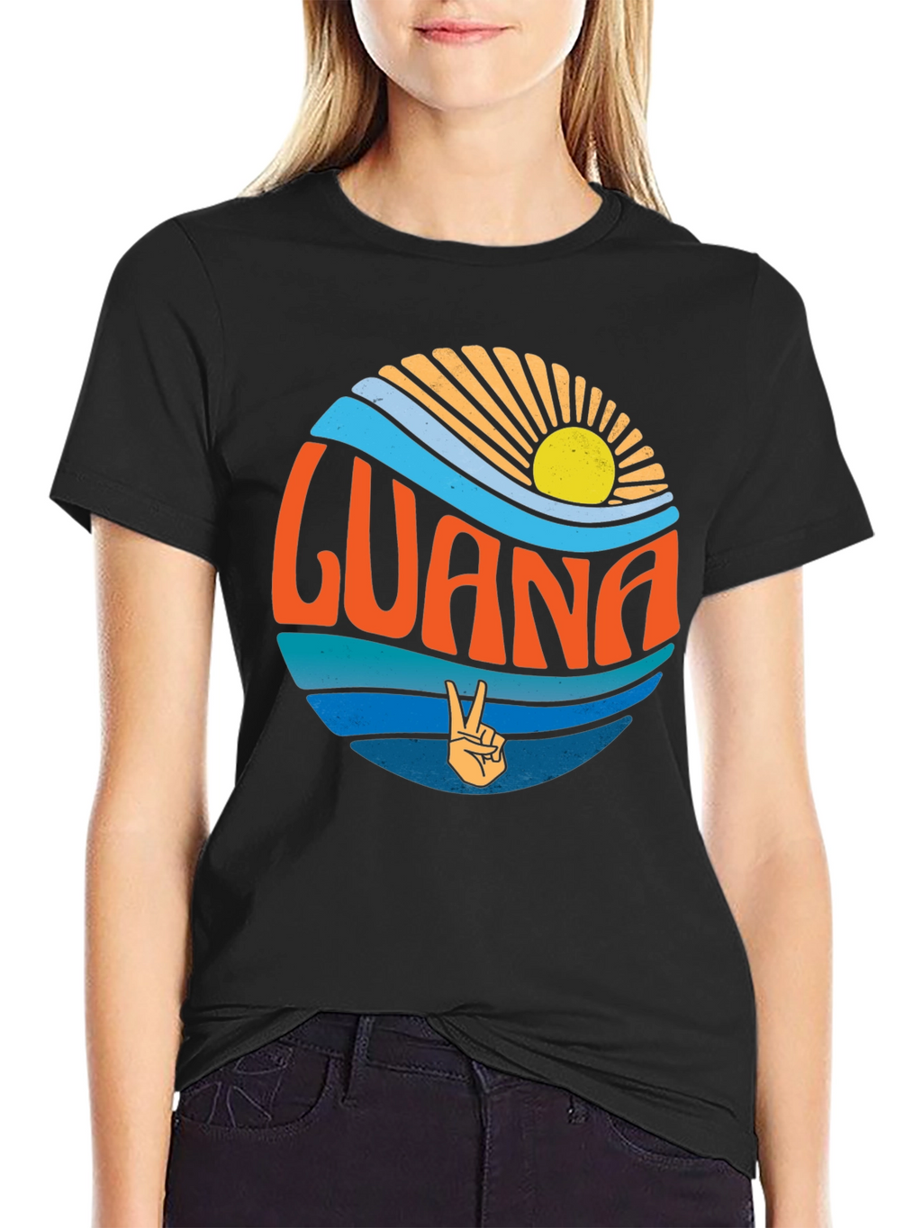 Retro Guana Peace Sign Graphic T-Shirt