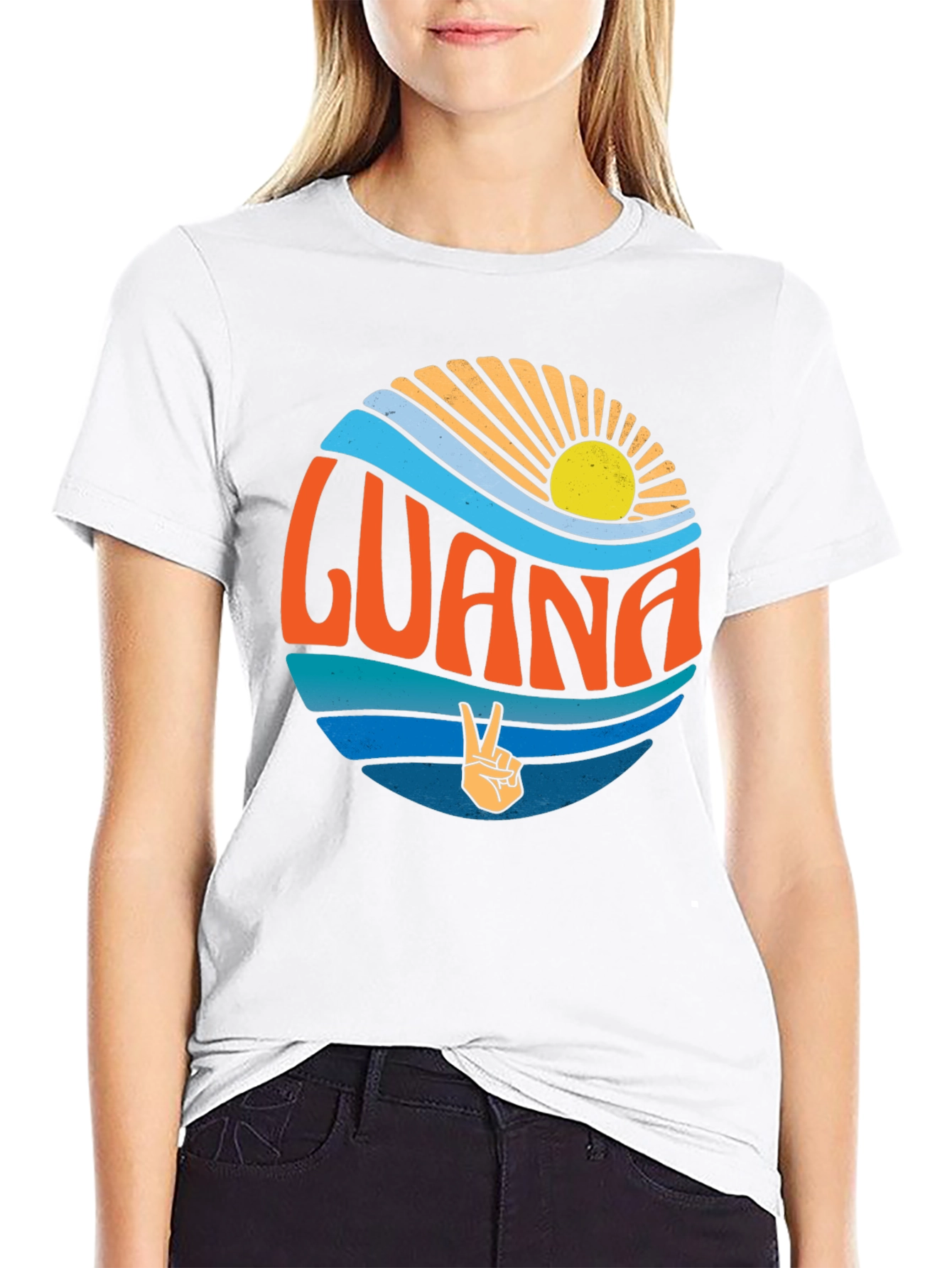 Retro Guana Peace Sign Graphic T-Shirt