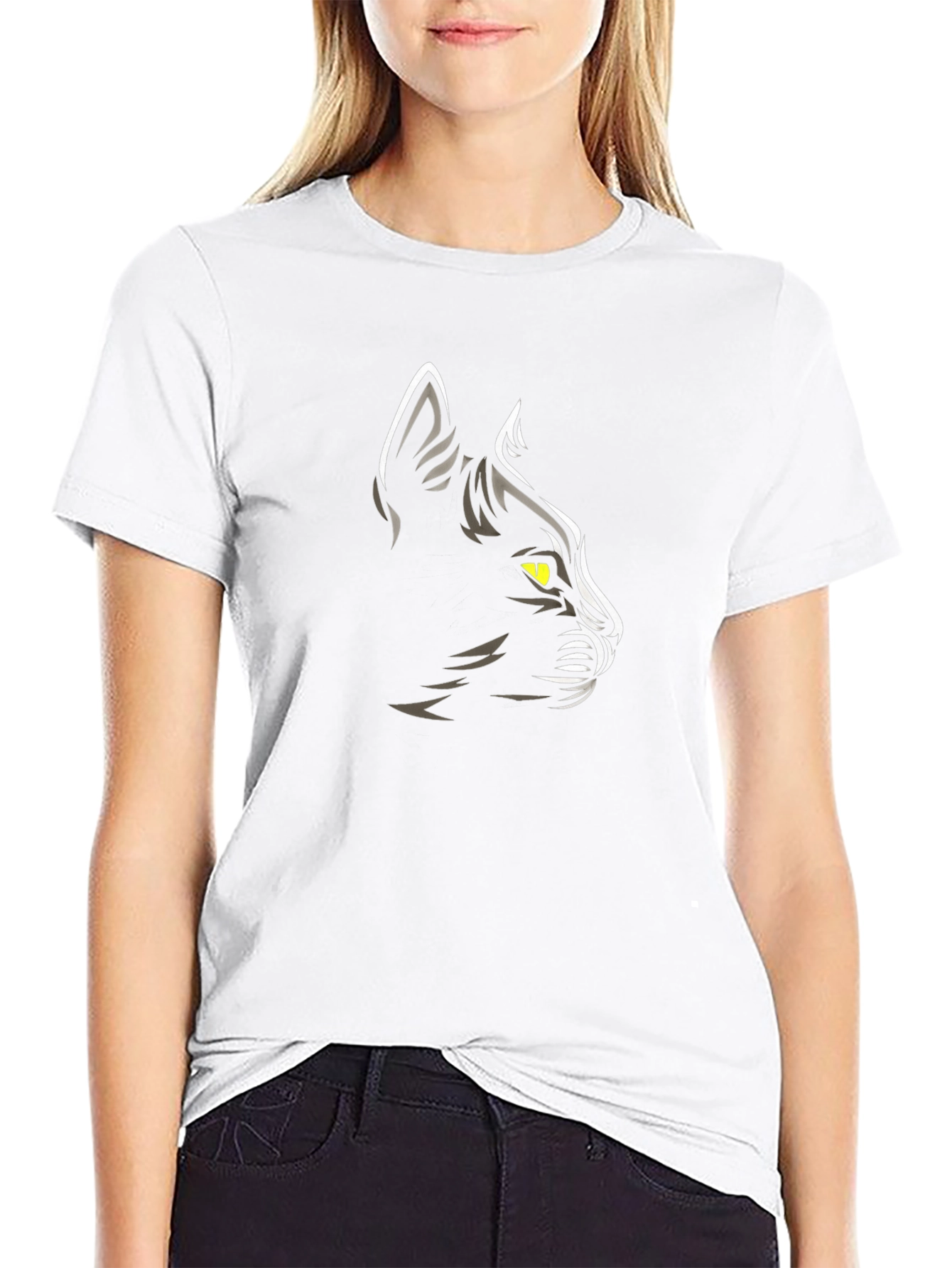 Cool Black Cat Graphic Print Mens T-Shirt