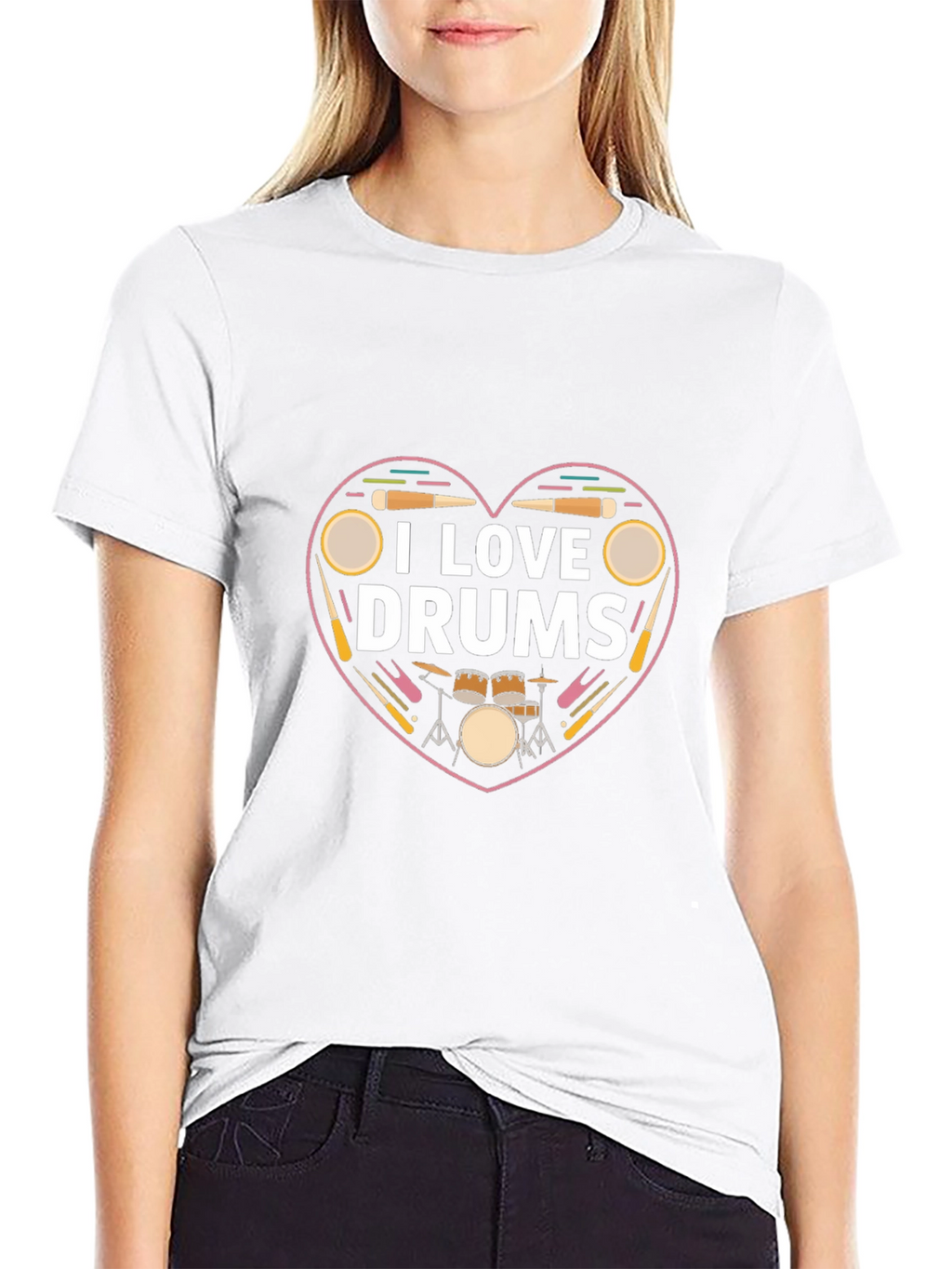 I Love Drums T-Shirt - Musician Heart Tee