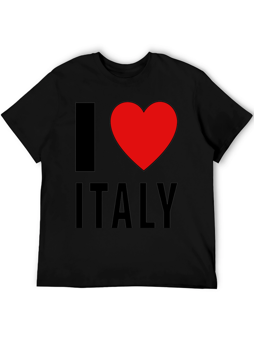 I Love Italy T-Shirt - Black Cotton Tee