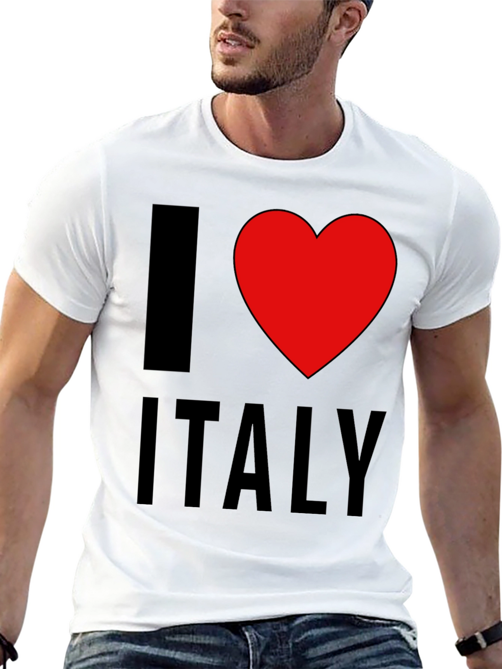 I Love Italy T-Shirt - Black Cotton Tee