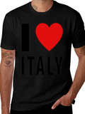 I Love Italy T-Shirt - Black Cotton Tee