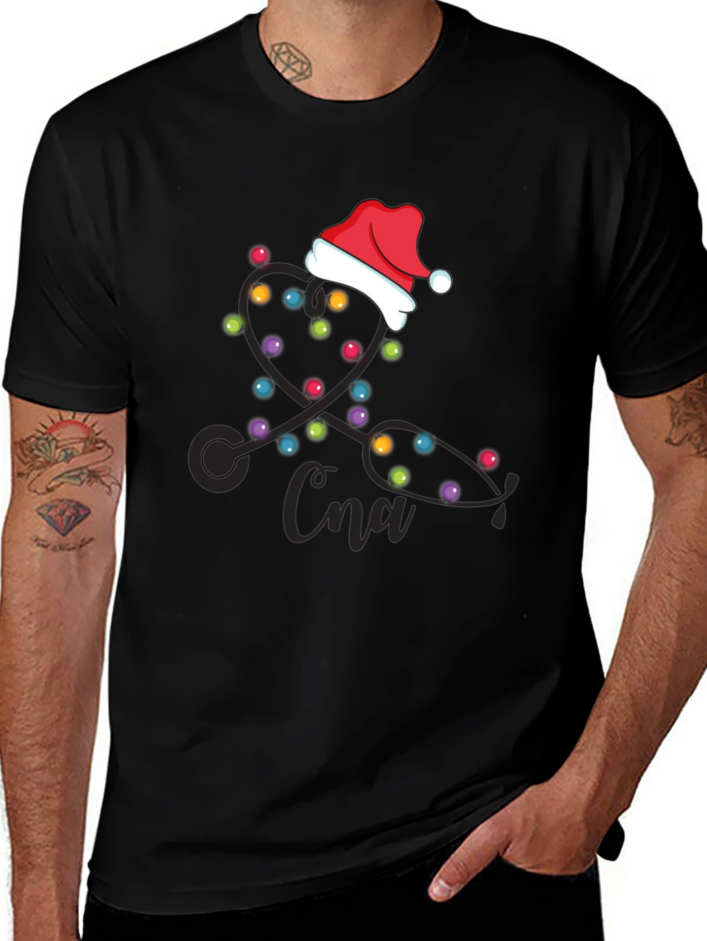 CNA Christmas Stethoscope Lights T-Shirt