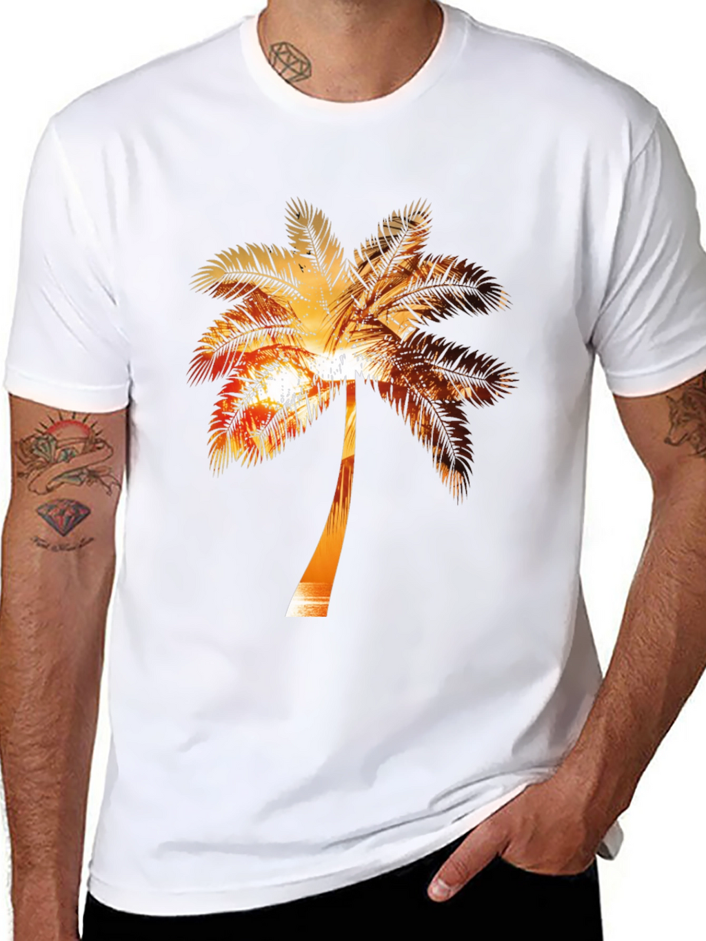 Sunset Palm Tree Graphic Tee - Tropical Vibe Shirt