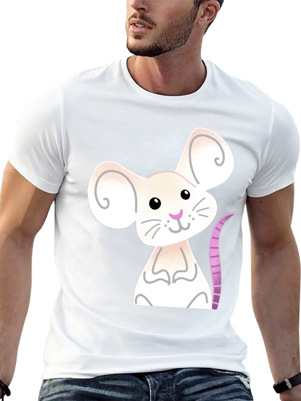 Cute Mouse Graphic Tee - Black Cotton Blend Shirt