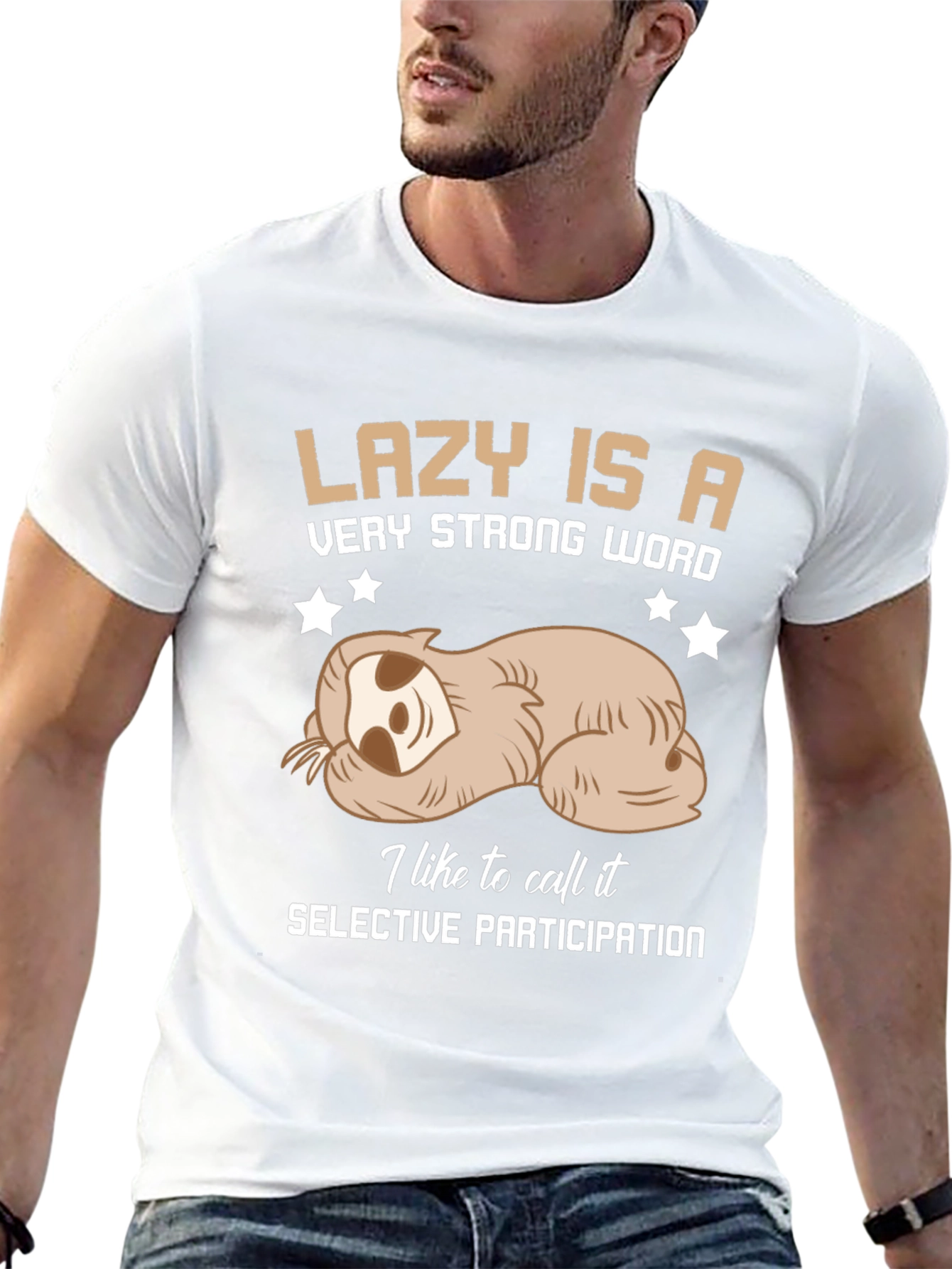Lazy Sloth Graphic Tee: Selective Participation T-Shirt